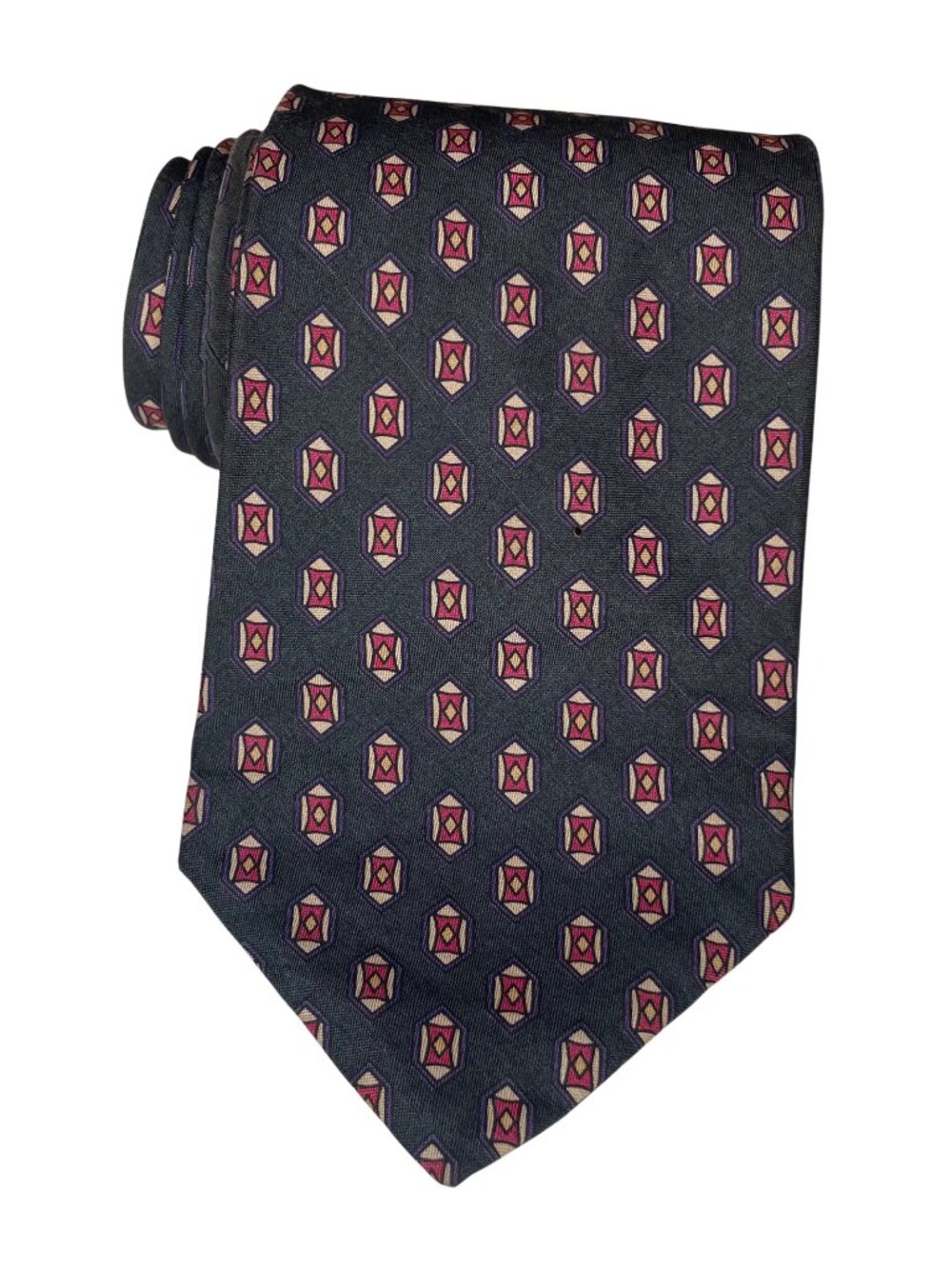 Stafford Vintage Dark Academia Silk Tie Geometric 90s Gothic Grandpacore